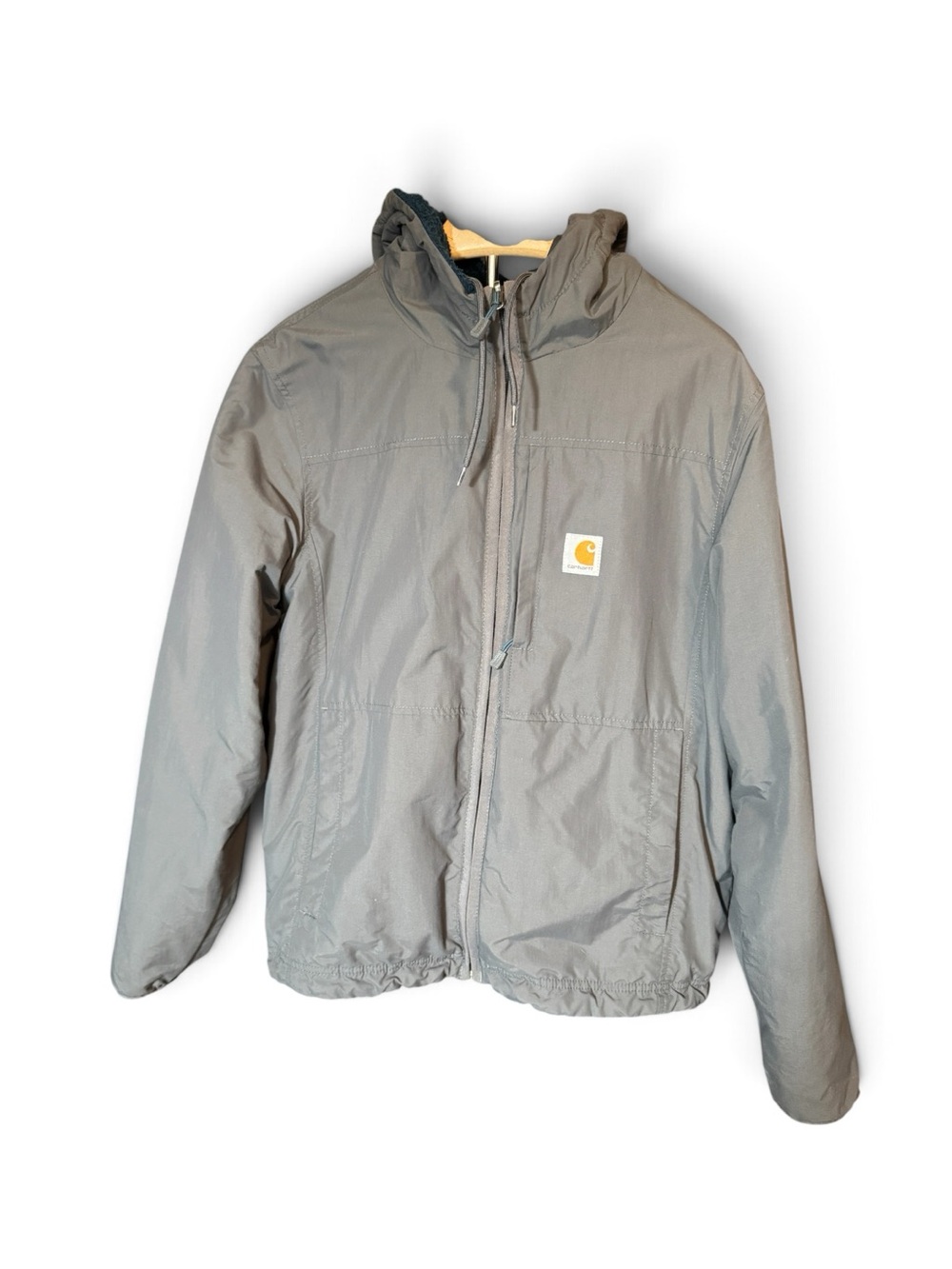 Carhartt Reversible Jacket Men's M Gray Blue Rain Defender Fleece Hooded